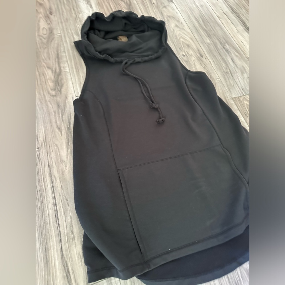 Calia Sweatshirt Hoodie Sleeveless Funnel Neck Kangaroo Pocket Black Size Large - Picture 3 of 9